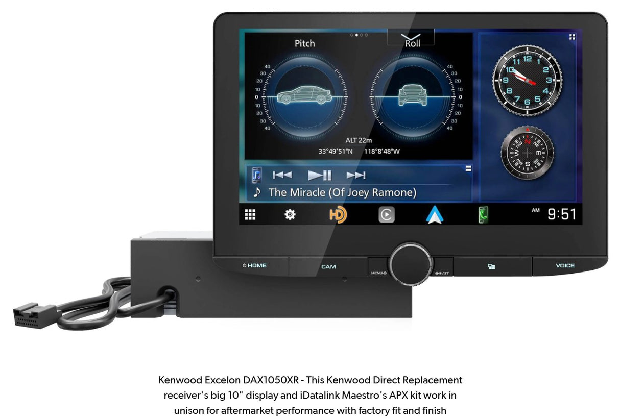 Kenwood Excelon DAX1050XR - Direct Replacement digital multimedia receiver with 10.1" floating touchscreen display